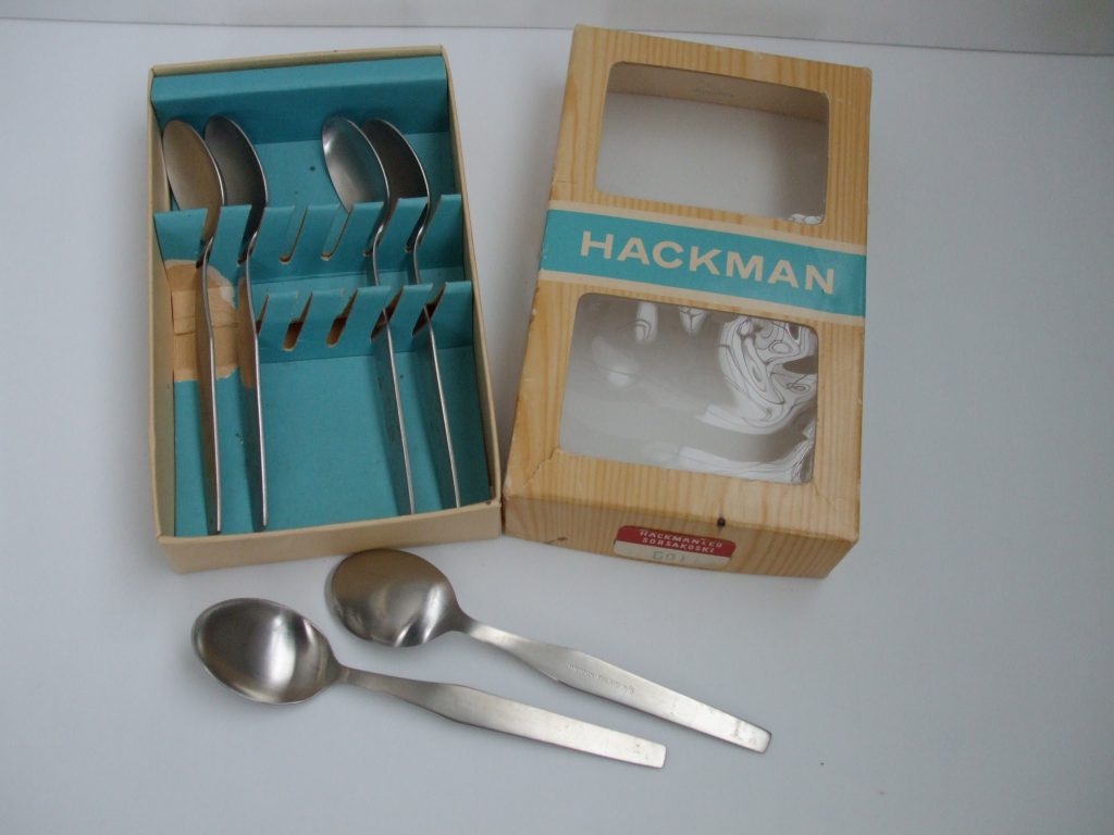 Hackman made in Finland 6 demitasse spoons in original box