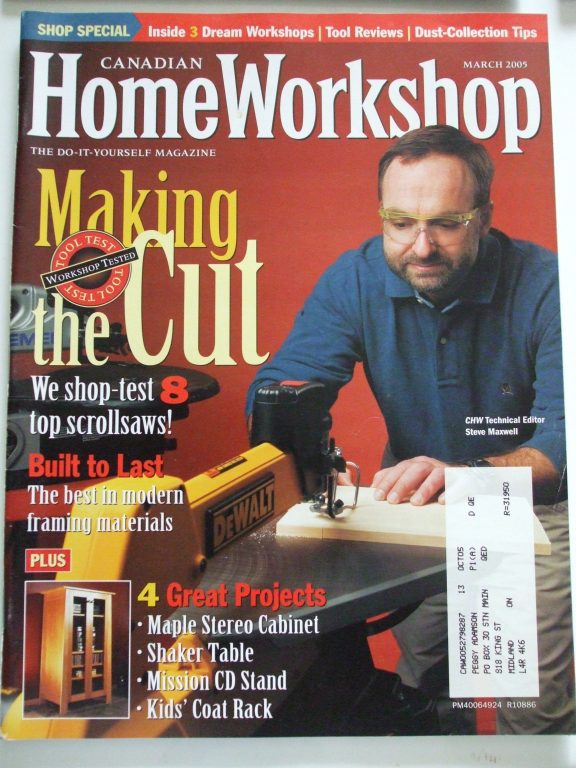 Canadian Home Workshop Woodworking pattern magazine back ...